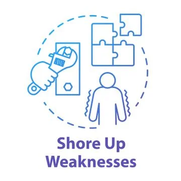 Shore up weaknesses concept icon. Avoid disadvantage. Goal planning. Development Illustrazione stock
