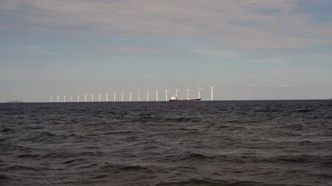 Off-Shore Wind Turbines Stock Footage 107323334