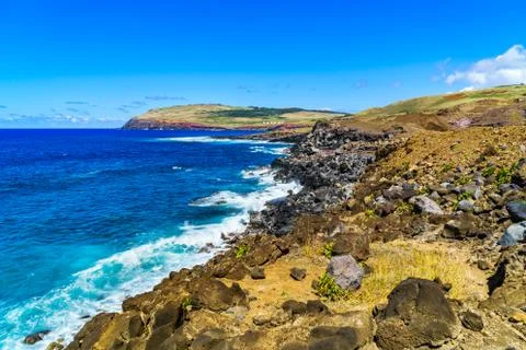 Shoreline of Easter Island Stock Photos