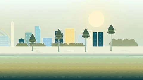Shoreline landscape backdrop with, sand beach, and shore-break surf Stock Illustration