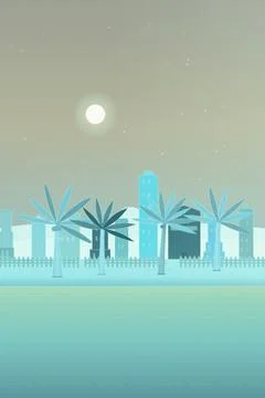 Shoreline landscape backdrop with, sand beach, and foam-banded ocean water Stock Illustration