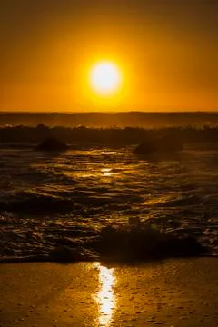 Shoreline at sunset Stock Photos