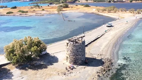 Short Aerial Hyperlapse Footage of Elounda in Crete Stock Footage
