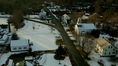A Short Approach Shot Of A Small New England Village Stock Footage 329901453