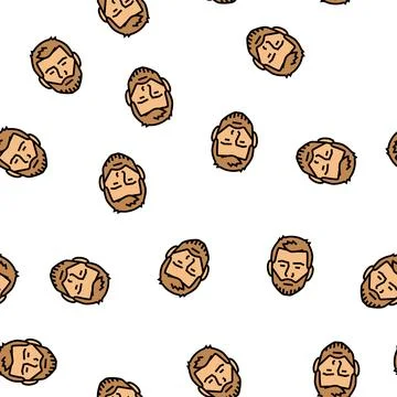 Short beard hair style vector seamless pattern Stock Illustration