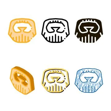 Short beard mustache icon outline minimal Stock Illustration