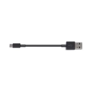 Short black USB cable with type A and B plug isolated on white background Illustrazione stock