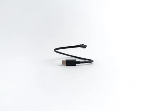 Short black USB type C data and charging cable isolated on white background Stock Photos