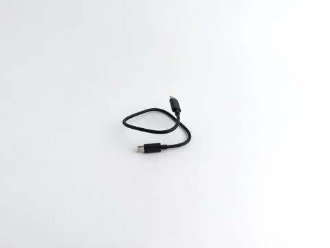 Short black USB type C data and charging cable isolated on white background Stock Photos
