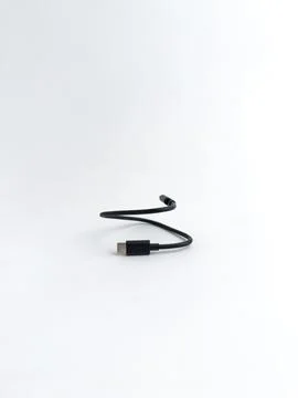 Short black USB type C data and charging cable isolated on white background Stock Photos