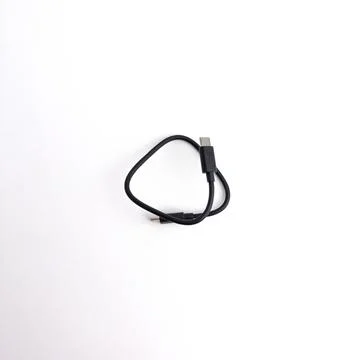 Short black USB type C data and charging cable isolated on white background Stock Photos