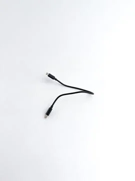 Short black USB type C data and charging cable isolated on white background Stock Photos
