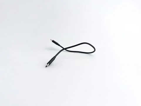 Short black USB type C data and charging cable isolated on white background Stock Photos