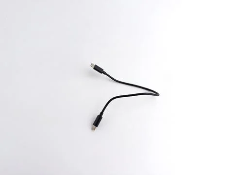 Short black USB type C data and charging cable isolated on white background Stock Photos