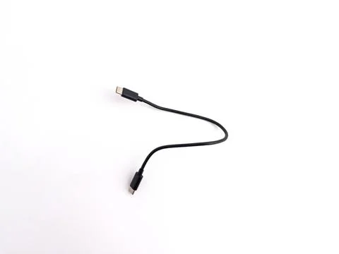 Short black USB type C data and charging cable isolated on white background Stock Photos