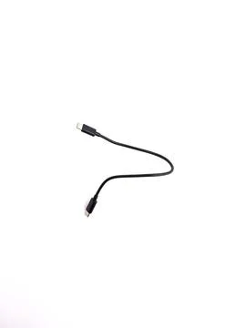Short black USB type C data and charging cable isolated on white background Stock Photos