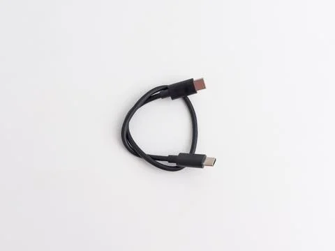 Short black USB type C data and charging cable isolated on white background Stock Photos