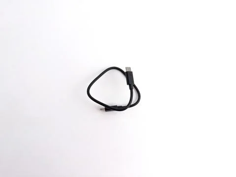 Short black USB type C data and charging cable isolated on white background Stock Photos