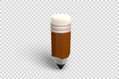 Short Brown Pencil with Eraser 3d icon 库存插图