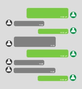 Short bubble message, social screen empty chat window dialog on dark backgrou Stock Illustration