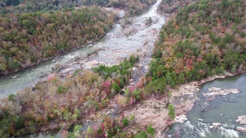 Short bypass and long bypass meet on the Catawba River Stock Footage 292830105
