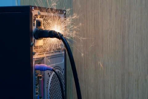 Short circuit causing sparking Caused by substandard electrical appliances Th Stock Photos