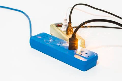 Short circuit causing sparking caused by electrical appliances Substandard pl Stock Photos