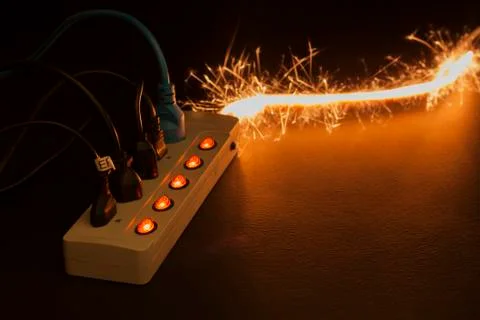 Short circuit causing sparking Caused by substandard electrical appliances Th Stock Photos