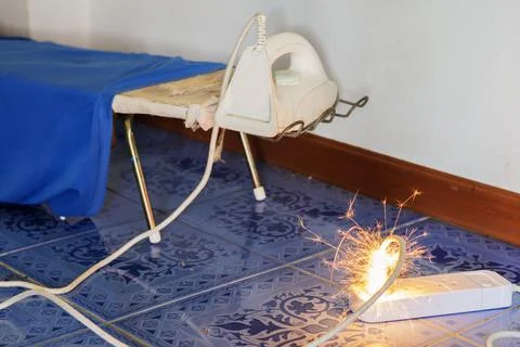 Short circuit causing sparking Caused by substandard electrical appliances Th Stock Photos