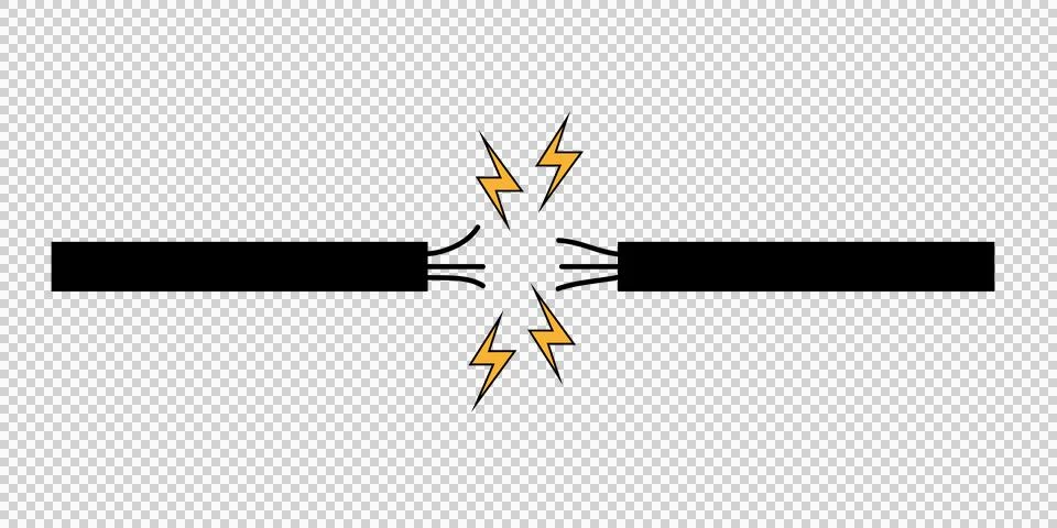 Short circuit with sparks vector icon isolated on white background Stock Illustration