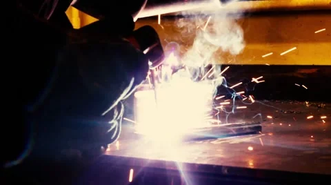 Short clip of metal welding inside of a workshop. Video stock 57141853