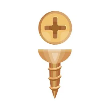 Short copper screw. Vector illustration on a white background. Stock Illustration