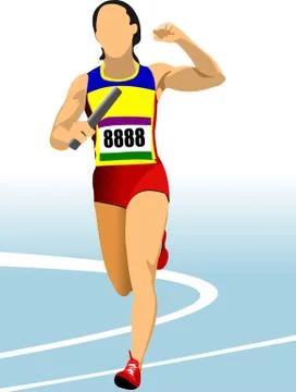 Short-distance runner. Relay. Vector illustration Stock Illustration