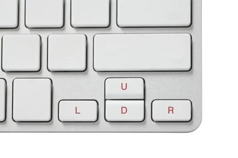 Short up down left right keyboard isolated on white background Stock Photos