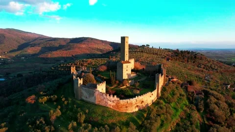 Short down-Montecchio Castle 4K Aerial drone view Italy-Tuscany Stock Footage 188522339