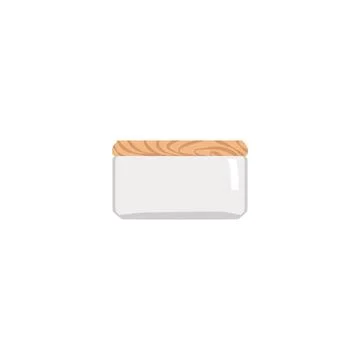 Short empty glass container with lid for storage food products flat style Stock Illustration