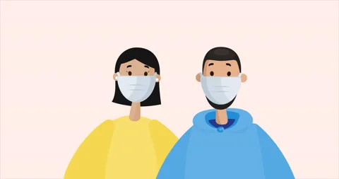 Short-haired Couple Wearing protective Mask. Social Distancing Concept. Stock Footage 172025532