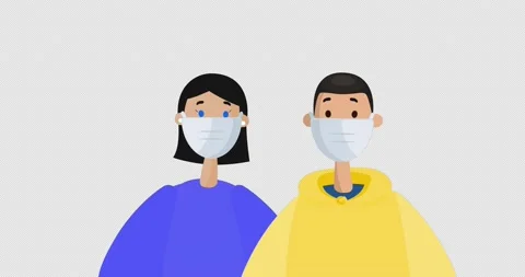 Short-haired Couple Wearing Protective Mask. Social Distancing Concept. 動画素材 172032118