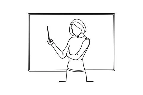 A short-haired teacher teaches in class Stock Illustration