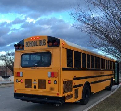 Short Layover Between School Bus Route Stops Stock Photos
