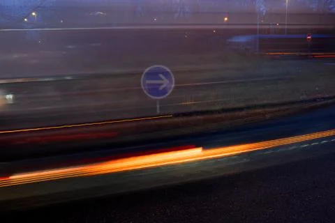 Short long exposure while waiting to enter a roundabout Stock Photos