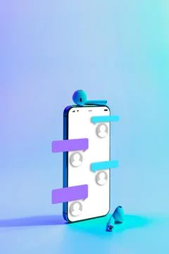 Short message sms chat. Bubbles text conversation on smartphone screen. Onlin Stock Photos