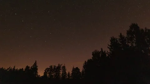 Short night timelapse. Starry sky and northern lights. Stock Footage 314007752