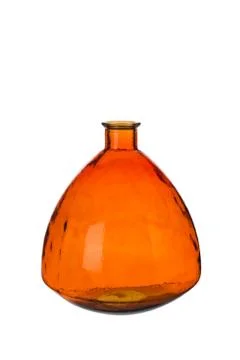 Short, Orange, Pear-Shaped, Empty Bottle Vase Stock Photos