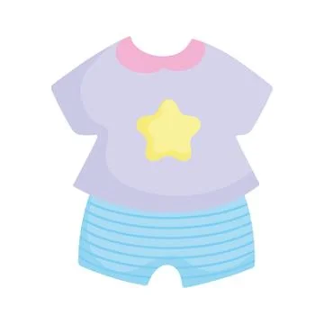 Short pants and shirt kids fashion clothes icon Stock Illustration