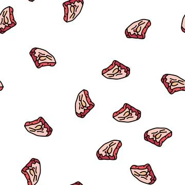 Short plate with beef meat vector seamless pattern Stock Illustration