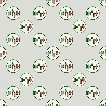 Short Position Crypto Trading vector colored round seamless pattern 스톡 일러스트