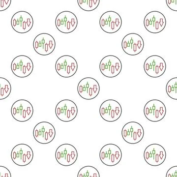 Short Position Cryptocurrency Trading vector thin line round seamless pattern 스톡 일러스트