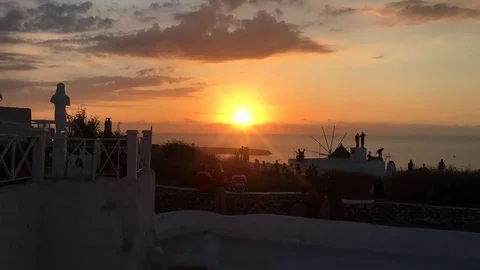 Short process before sunset in Oia, Santorini, Greece. with panoramic view. Stock Footage 81539123