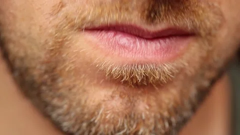 Short red beard on a mans face close up Stock Footage 137960193